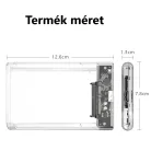 Külső merevlemez ház, USB 3.0, 2.5" SATA HDD, max. 6TB SSD/HDD-vel kompatibilis, átlátszó fekete