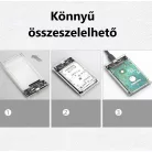 Külső merevlemez ház, USB 3.0, 2.5" SATA HDD, max. 6TB SSD/HDD-vel kompatibilis, átlátszó fekete