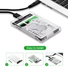 Külső merevlemez ház, USB 3.0, 2.5" SATA HDD, max. 6TB SSD/HDD-vel kompatibilis, átlátszó fekete