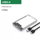 Külső merevlemez ház, USB 3.0, 2.5" SATA HDD, max. 6TB SSD/HDD-vel kompatibilis, átlátszó