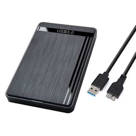Külső merevlemez ház, USB 3.0, 2.5" SATA HDD, max. 3TB SSD/HDD-vel kompatibilis, fekete