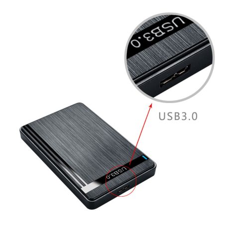 Külső merevlemez ház, USB 3.0, 2.5" SATA HDD, max. 3TB SSD/HDD-vel kompatibilis, fekete