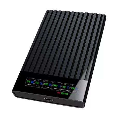 Külső merevlemez ház, USB 3.2, 2.5" SATA HDD, LCD kijelzővel, max. 4TB SSD/HDD-vel kompatibilis, fekete