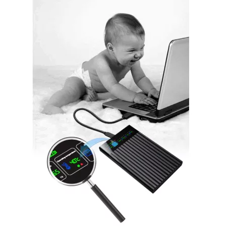 Külső merevlemez ház, USB 3.2, 2.5" SATA HDD, LCD kijelzővel, max. 4TB SSD/HDD-vel kompatibilis, fekete