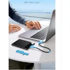 Külső merevlemez ház, USB 3.2, 2.5" SATA HDD, LCD kijelzővel, max. 4TB SSD/HDD-vel kompatibilis, fekete