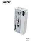 Wekome® Powerbank 10000mAh, külső akkumulátor, 22.5W gyorstöltés (USB-A + USB-C), fehér