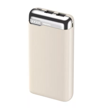 Remax® Powerbank, 10000mAh, külső akkumulátor, 20W gyorstöltés (2xUSB-A), bézs