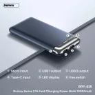 Remax® Powerbank, 10000mAh, külső akkumulátor, 20W gyorstöltés (2xUSB-A), szürke