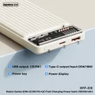 Remax® Powerbank, 10000mAh, külső akkumulátor, 22.5W gyorstöltés (USB-A + USB-C), Quick Charge, szürke
