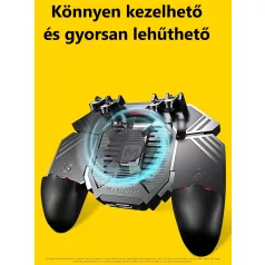   Kontroller joystick, PUBG kompatibilis, beépített hűtőventilátor, 1200mAh akku, iPhone és Android telefonokhoz, fekete