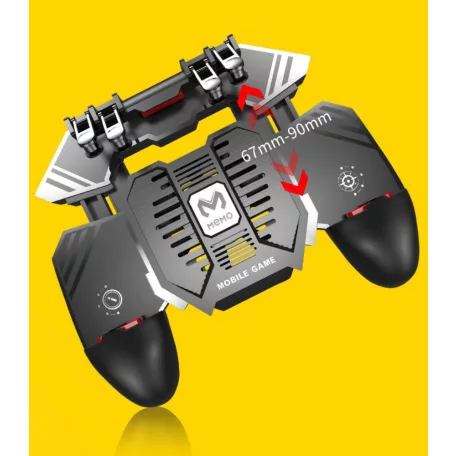 Kontroller joystick, PUBG kompatibilis, beépített hűtőventilátor, 1200mAh akku, iPhone és Android telefonokhoz, fekete