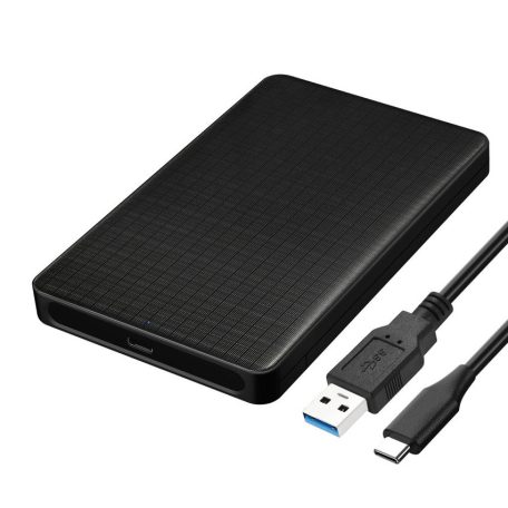 Külső merevlemez ház, 2.5" SATA HDD,  USB 3.1, max. 8TB SSD/HDD-vel kompatibilis, fekete