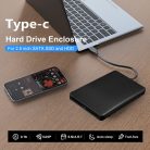 Külső merevlemez ház, 2.5" SATA HDD,  USB 3.1, max. 8TB SSD/HDD-vel kompatibilis, fekete
