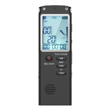 Quzu® Digitális Diktafon, MP3 lejátszó, zajcsökkentés, ABS ház, 8GB, fekete