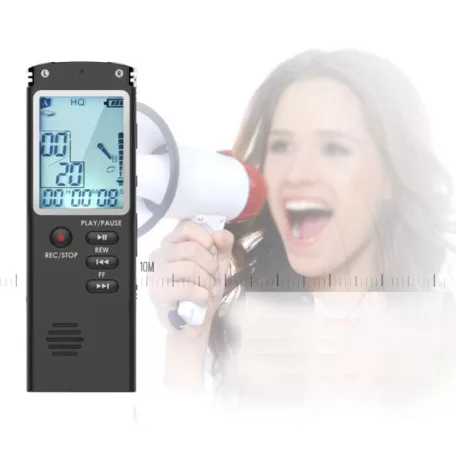 Quzu® Digitális Diktafon, MP3 lejátszó, zajcsökkentés, ABS ház, 8GB, fekete