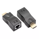 TCF® HDMI hosszabbító adapter, 2db HDMI->RJ45 adapter, HDMI/Cat6 Cat6e UTP Ethernet csatlakozóval, akár 15m-ig hosszabbít, fekete