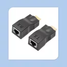 TCF® HDMI hosszabbító adapter, 2db HDMI->RJ45 adapter, HDMI/Cat6 Cat6e UTP Ethernet csatlakozóval, akár 15m-ig hosszabbít, fekete