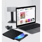 Külső DVD-író, USB 3.0/Type-C kettős interfész, 8x írási sebesség, CD DVD +/- RW, könnyű hordozható DVD-lejátszó, Plug&Play, fekete
