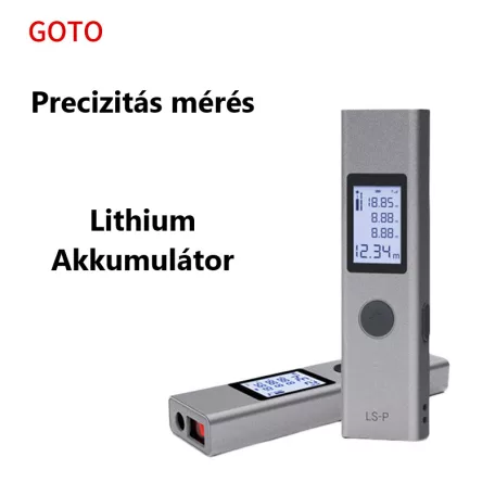 Duke® Lézeres Távolságmérő és Szögmérő, 40m, LCD képernyő, pontosság +/- 2mm, újratölthető, felület, térfogat, pitagorasz számítás, szürke