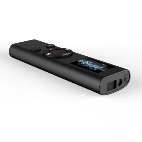 Multifunció Lézeres Távolságmérő, 0-40m, LCD képernyő, pontosság +/- 1mm, újratölthető, felület, térfogat, pitagorasz számítás, fekete