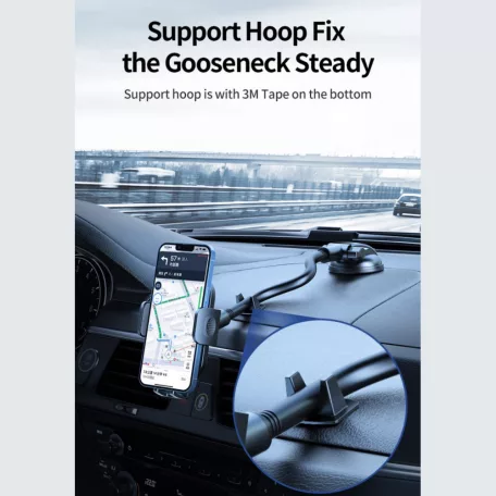 Autós Tapadókorongos Mobiltartó, szélvédőre-műszerfalra, szürke-fekete