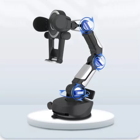 Autós Tapadókorongos Telefontartó, telefonszám kijelzővel rendelkezik, szélvédőre és műszer-falra helyezhető, fekete