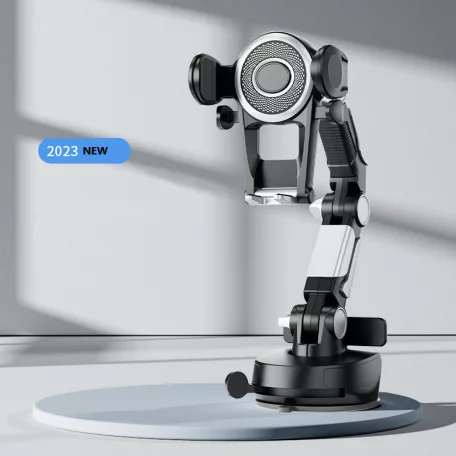 Autós Tapadókorongos Telefontartó, telefonszám kijelzővel rendelkezik, szélvédőre és műszer-falra helyezhető, fekete