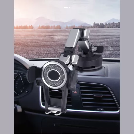 Autós Tapadókorongos Telefontartó, telefonszám kijelzővel rendelkezik, szélvédőre és műszer-falra helyezhető, fekete