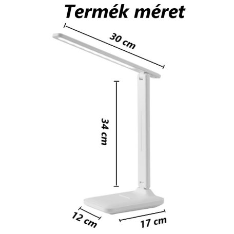 Asztali LED Lámpa, összecsukható, akkumulátoros, érintésre állítható fényerősség, 3 színhőmérséklet, fehér