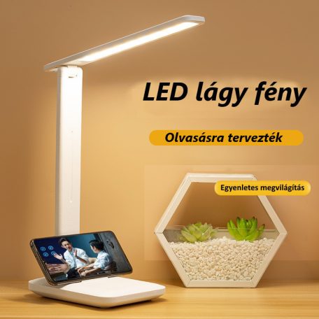 Asztali LED Lámpa, összecsukható, akkumulátoros, érintésre állítható fényerősség, 3 színhőmérséklet, fehér