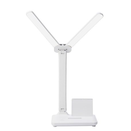 Asztali LED Lámpa, tolltartóval, mobiltelefon tartóval, állítható fényerősség és színhőmérséklet, fehér