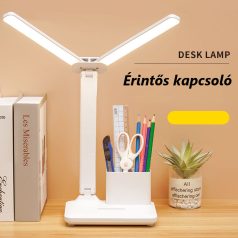   Asztali LED Lámpa, tolltartóval, mobiltelefon tartóval, állítható fényerősség és színhőmérséklet, fehér
