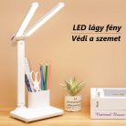 Asztali LED Lámpa, tolltartóval, mobiltelefon tartóval, állítható fényerősség és színhőmérséklet, fehér