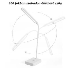   Flexibilis Asztali LED Lámpa, összecsukható, akkumulátoros, érintésre állítható fényerősség és színhőmérséklet, fehér