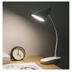   Asztali LED Lámpa, csíptetős, akkumulátoros, érintésre állítható fényerősség és színhőmérséklet, fehér