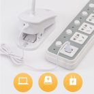 Asztali LED Lámpa, csíptetős, akkumulátoros, érintésre állítható fényerősség és színhőmérséklet, fehér