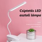 Asztali LED Lámpa, flexibilis, csíptetős, akkumulátoros, érintésre állítható fényerősség és színhőmérséklet, fehér