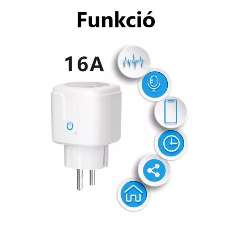 Matter® Intelligens konnektor, Tuya alkalmazással, 16A, WiFi, Fogyasztásmérős, kompatibilis Alexa/Google-Assistant, fehér