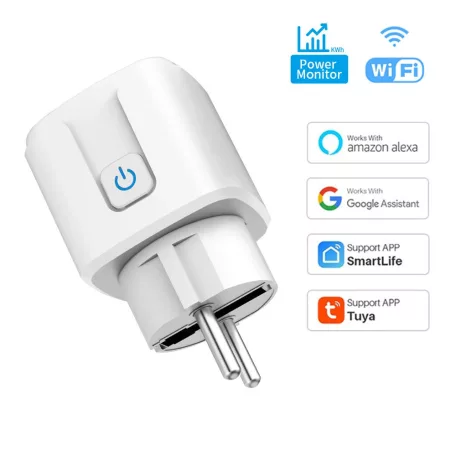 Matter® Intelligens konnektor, Tuya alkalmazással, 16A, WiFi, Fogyasztásmérős, kompatibilis Alexa/Google-Assistant, fehér