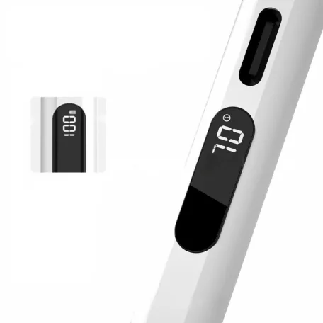 Univerzális Érintő Ceruza, Android/iPhone kompatibilis, telefon/tablet, tölthető, LCD akku szint kijelző, kapacitív hegy, fehér