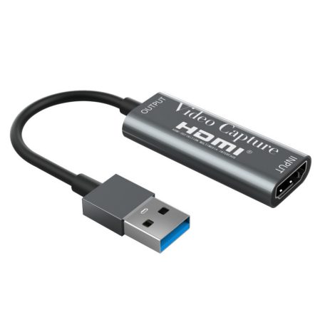 HDMI 4K videó capture, videó-audió digitalizáló adapter, HDMI-ről USB3.0, videófelvétel és élő közvetítés szerkesztéshez, ezüstszín