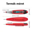Digitális Érintésmentes Fáziskereső, 12-250V AC/DC, elektromos tér indukció, LED fény, zöld/sárga