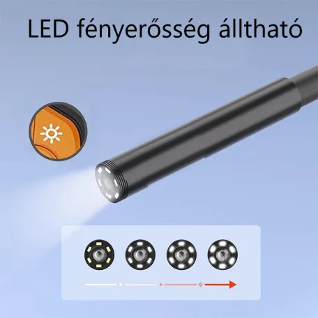 Endoszkóp kamera, 5m kábel, 4.3″ LCD kijelző, 1080P FHD, 6 LED világítás, Ø5.5mm lencse-átmérő, IP67 vízállósági kategória, fekete
