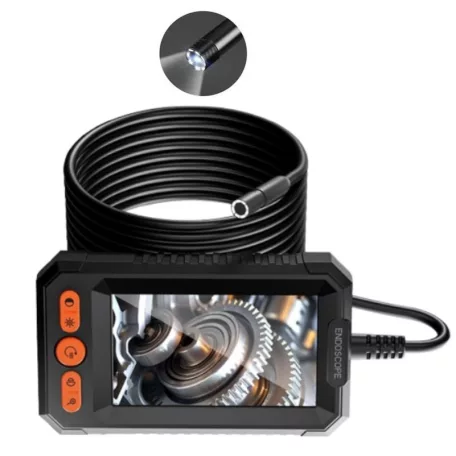 Endoszkóp kamera, 5m kábel, 4.3″ LCD kijelző, 1080P FHD, 8db LED világítás, Ø8mm lencse-átmérő, IP67 vízállósági kategória, fekete