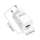 Univerzális GaN hálózati töltő adapter, 33W gyorstöltés, 2 port, QC 3.0/PD/USB, túlterhelés elleni védelem, fehér