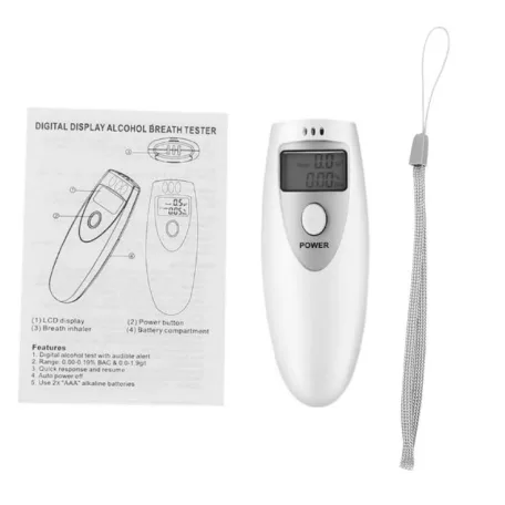 Digitális alkoholszonda, LCD kijelzővel, 0.00-1.90 g/l BAC mérési tartomány, fehér