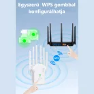 Urlant Wi-Fi WLAN Jelerősítő Repeater, 6 antenna, 2.4GHz/5GHz, AC 1200Mbps, max. 100M hatótávolság, fehér