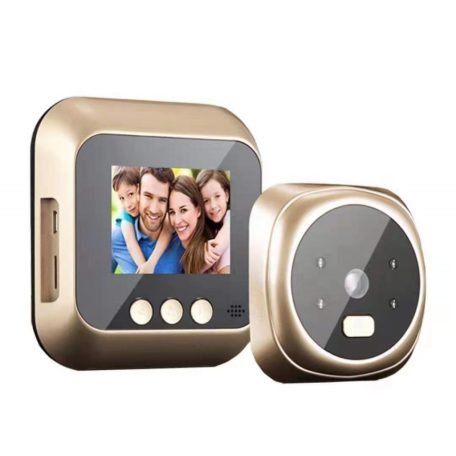 Intelligens Ajtókitekintő, videó csengő, 2.4” LCD kijelző, 720P HD kamerával, 160°-os látószög, kaputelefon funkcióval, aranyszín