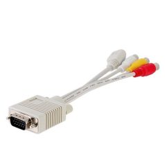   VGA (apa) -> 3RCA/S-Video (anya) csatlakozó átalakító, VGA-ról 3RCA-ra és Video AV-re és S-Video-ra, 20cm, fehér