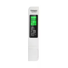   Digitális vízminőség mérő, 3 az 1-ben, TDS/EC/hőmérséklet, LCD kijelző, fehér